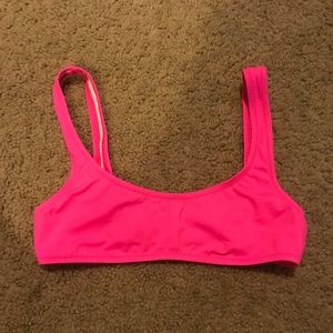 Solid and stripped neon pink top